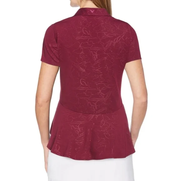 NWT Callaway Magenta purple floral embossed vneck Opti-dry polo XS - Picture 3 of 10
